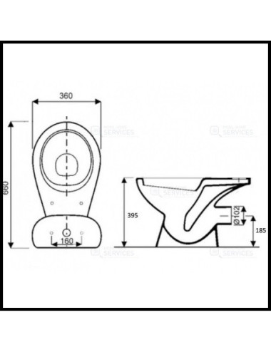 Cuvette wc blanc évacuation horizontale