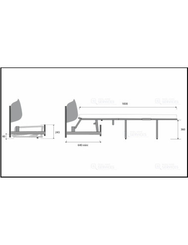 Mécanisme banquette 3 plis L130