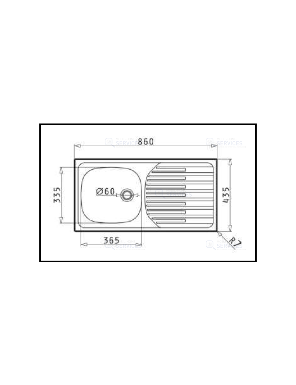 Evier inox pour mobile home