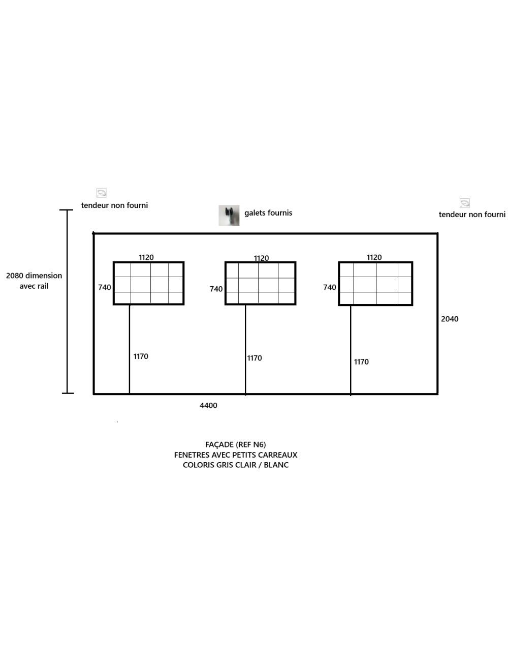 OCCASION : Façade 4400x2080 Gris clair / Blanc
