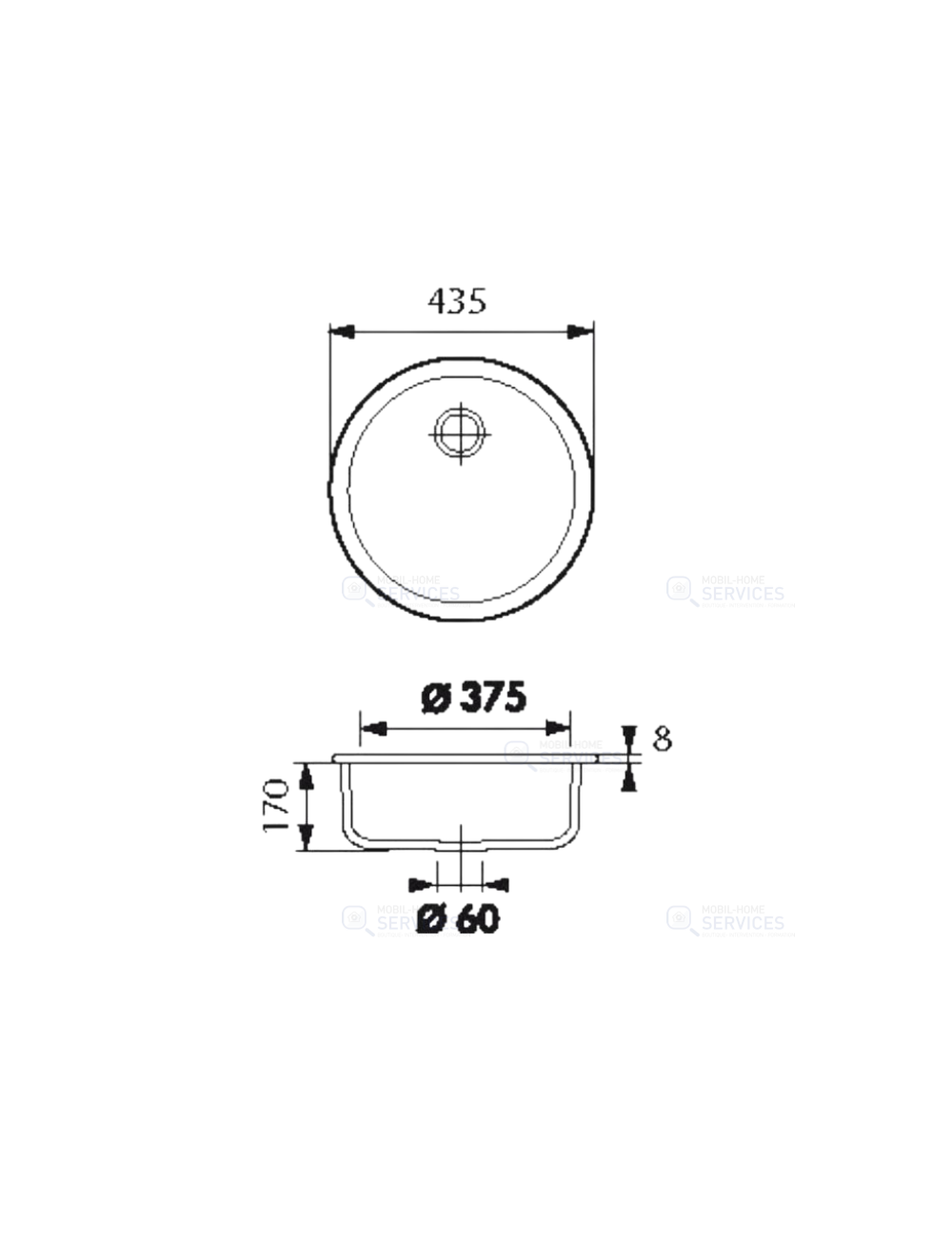 Evier Inox Rond Diamètre 435